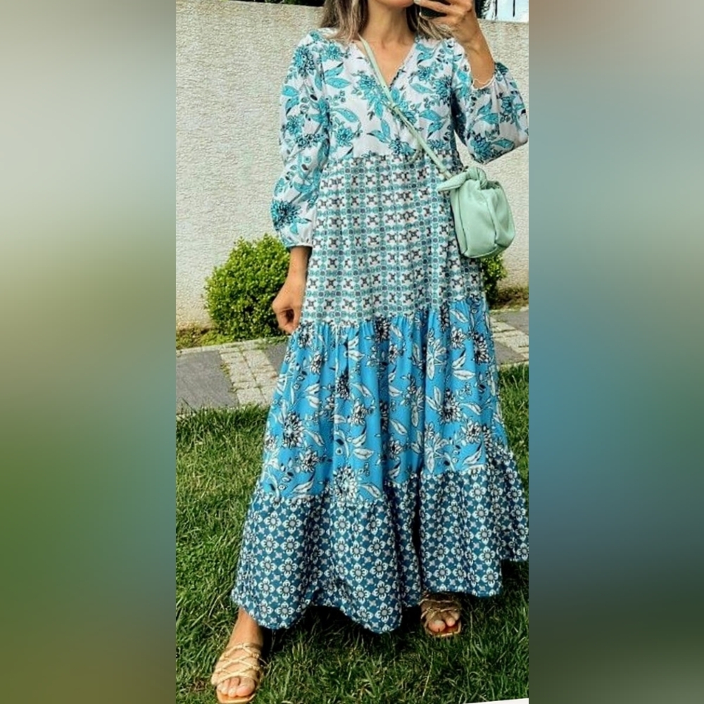 NWT ZARA BOHO PATCHWORK PRINT DRESS